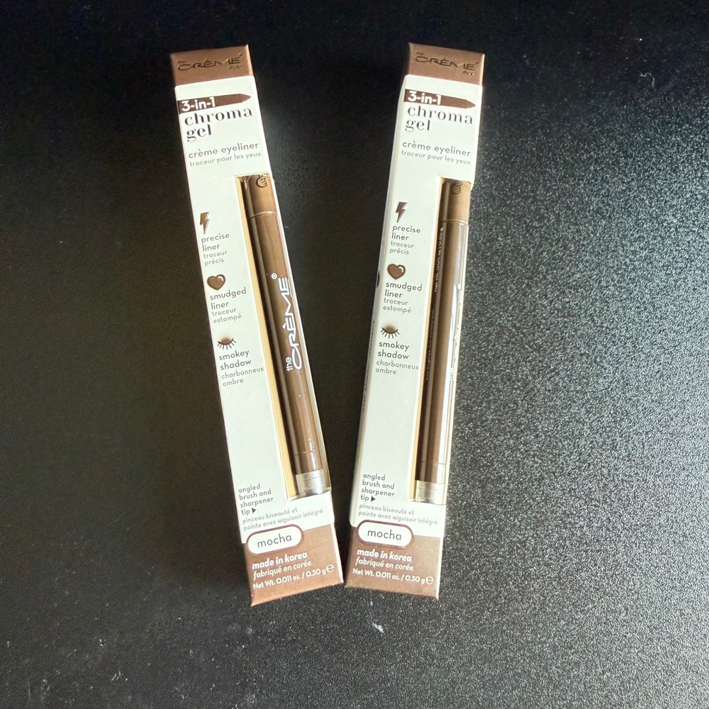 The Creme Shop 3-in-1 Chroma Gel Creme Eyeliner Mocha Brown Set of 2 New